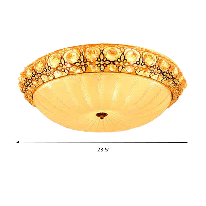 Modern Led Flushmount Ceiling Light - White Dimple Frosted Glass 16/19.5/23.5 Dia Warm/White