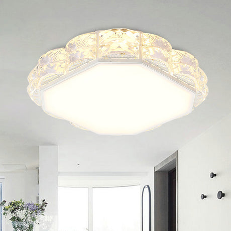 Modern Led Crystal Flush Mount Spotlight In Black/White - Round/Square Corridor Lighting White /