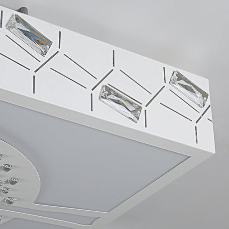 Simple Crystal Led Flush Mount Fixture - White Tree Design With Warm/White/3 Color Lighting For