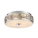 Simple Silver Crystal Flushmount With 4 Lights - Ideal For Bedrooms