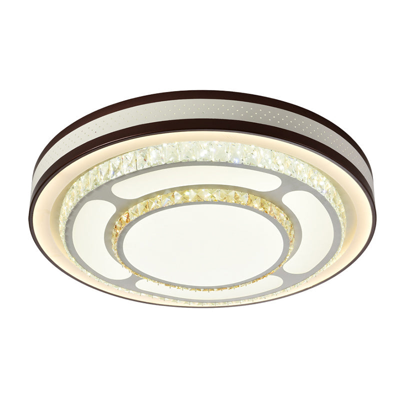 Modern Crystal Led Flush Mount Ceiling Light In White - 19.5/31.5 Diameter