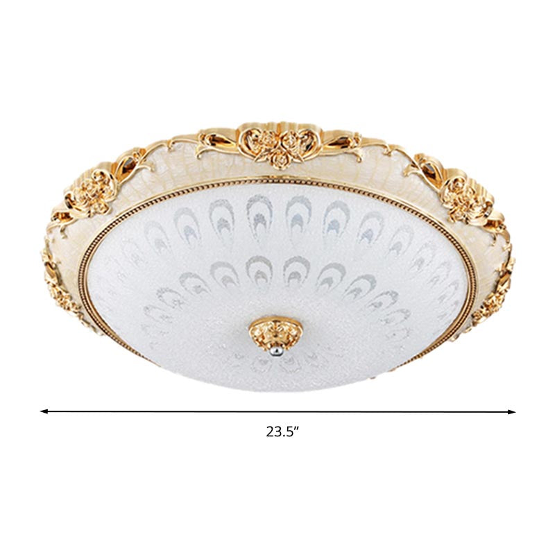 Dome Flush Mount Led Ceiling Light In Modern White Glass - 8’/12’/16’ Wide Gold/Silver Finish