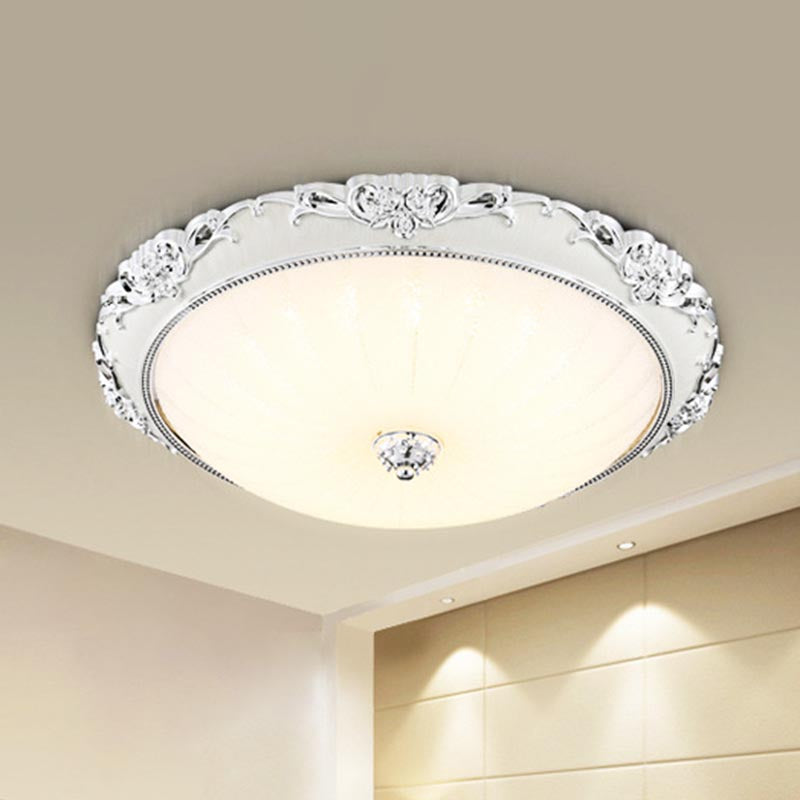 Dome Flush Mount Led Ceiling Light In Modern White Glass - 8’/12’/16’ Wide Gold/Silver Finish