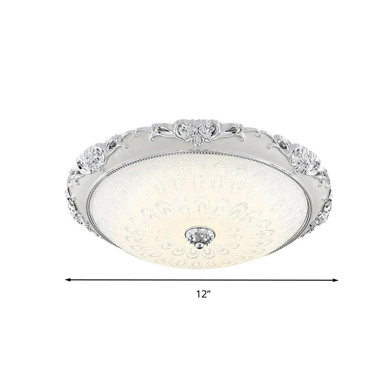 Dome Flush Mount Led Ceiling Light In Modern White Glass - 8’/12’/16’ Wide Gold/Silver Finish