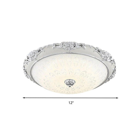 Dome Flush Mount Led Ceiling Light In Modern White Glass - 8/12/16 Wide Gold/Silver Finish White/3