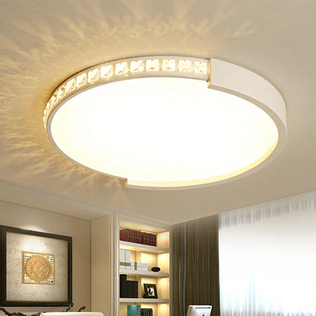 Simple White Led Flush Mount Crystal Lamp - 16.5/20.5/24.5 Diameter / 16.5 Warm