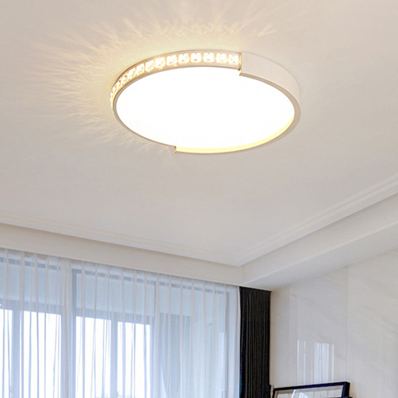 Simple White Led Flush Mount Crystal Lamp - 16.5/20.5/24.5 Diameter