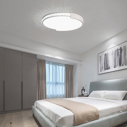 Simple White Led Flush Mount Crystal Lamp - 16.5/20.5/24.5 Diameter / 16.5