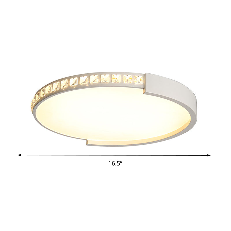 Simple White Led Flush Mount Crystal Lamp - 16.5/20.5/24.5 Diameter