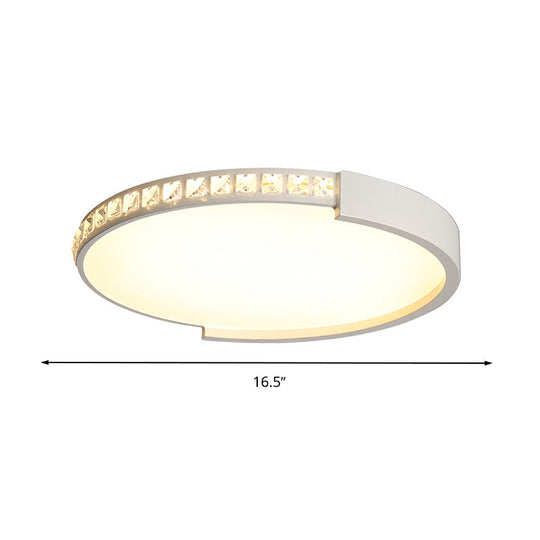 Simple White Led Flush Mount Crystal Lamp - 16.5/20.5/24.5 Diameter