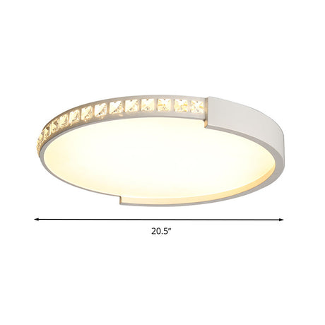 Simple White Led Flush Mount Crystal Lamp - 16.5/20.5/24.5 Diameter