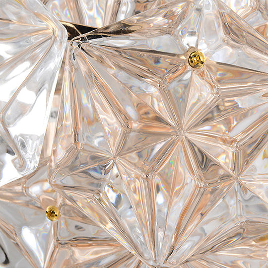 Modern Rhombus Clear Crystal 4-Light Sconce: Stylish Flush Wall Mounted Lamp