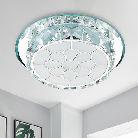 Led Crystal Ceiling Light - Elegant Chrome Floral Design In 3 Options Ideal For Corridors Recessed