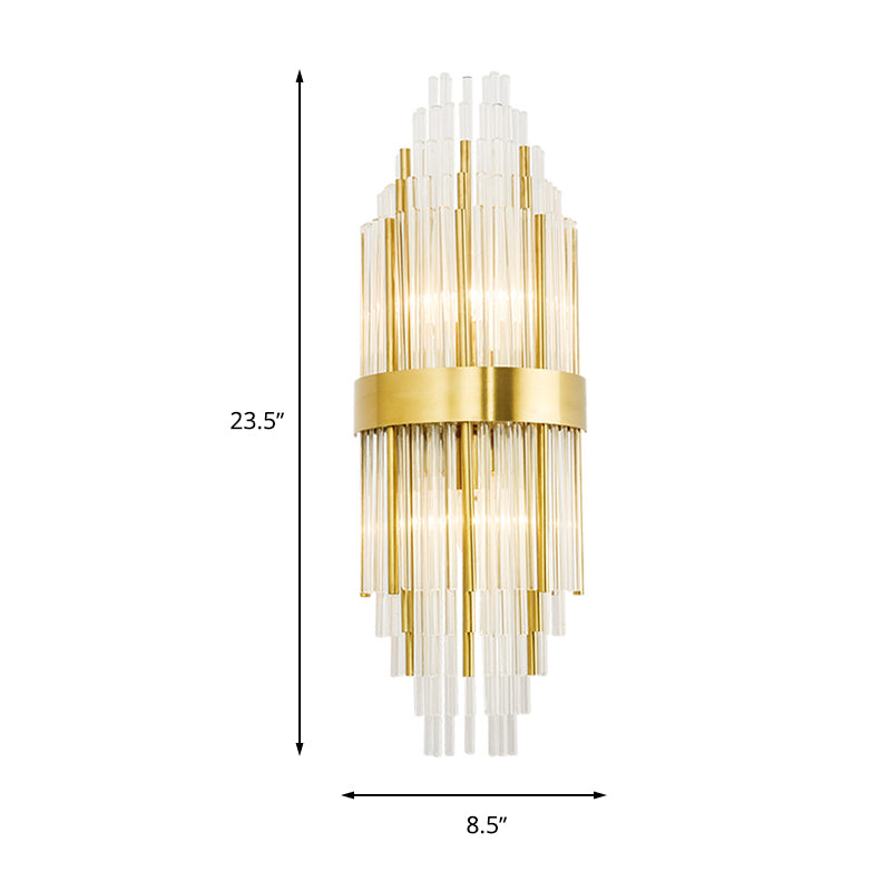 Golden Crystal Layered Sconce Light For Living Room - Modern Wall Mounted Lamp (2 Lights)