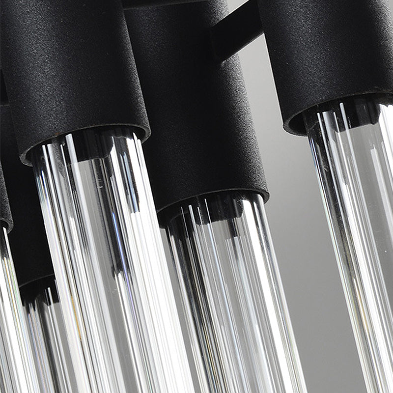 Modern Black Crystal Tube Sconce: 2-Light Wall Mounted Lamp For Living Room