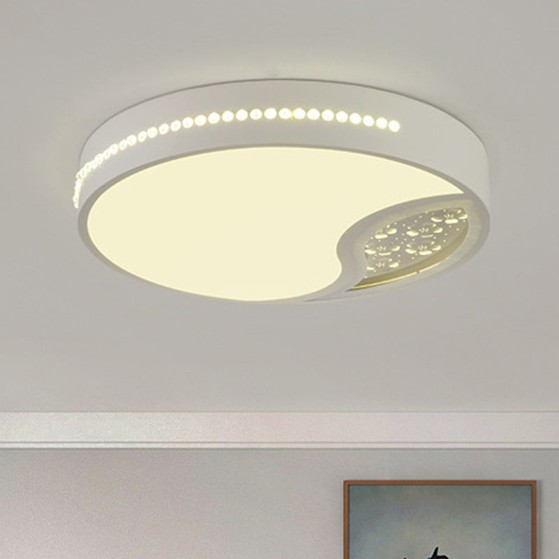 Minimalist Gray Drum Acrylic Led Ceiling Light For Bedroom - Flush Mount 19.5’/31’ Wide White /