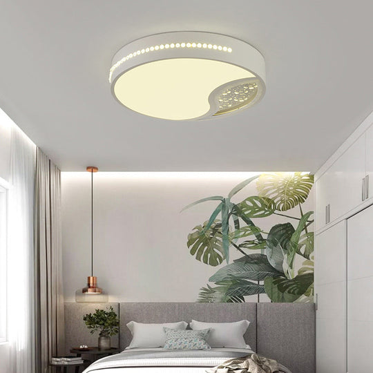 Minimalist Gray Drum Acrylic Led Ceiling Light For Bedroom - Flush Mount 19.5’/31’ Wide