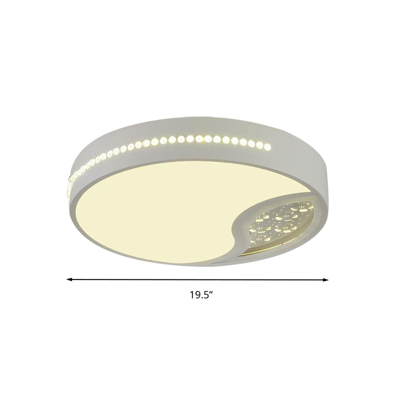 Minimalist Gray Drum Acrylic Led Ceiling Light For Bedroom - Flush Mount 19.5’/31’ Wide