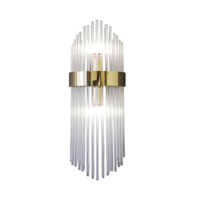 Modern Gold Crystal 2-Light Layered Wall Lamp - Stylish Sconce For Living Room