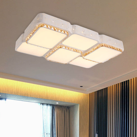 Modern K9 Crystal Led Ceiling Light - Flush Mount Acrylic Shade Remote Control Dimming 21.5/37.5