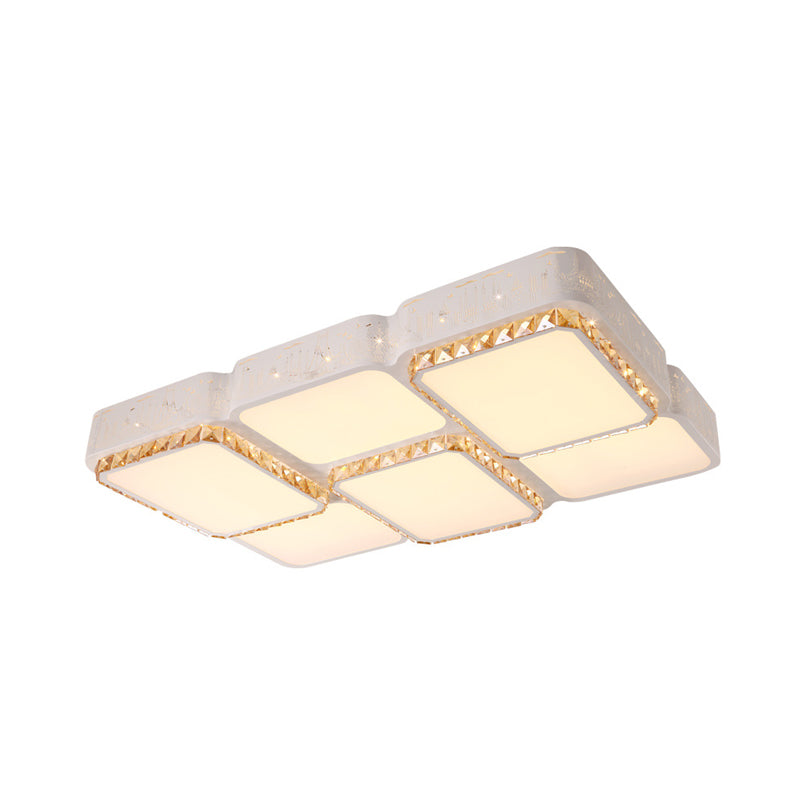 Modern K9 Crystal Led Ceiling Light - Flush Mount Acrylic Shade Remote Control Dimming