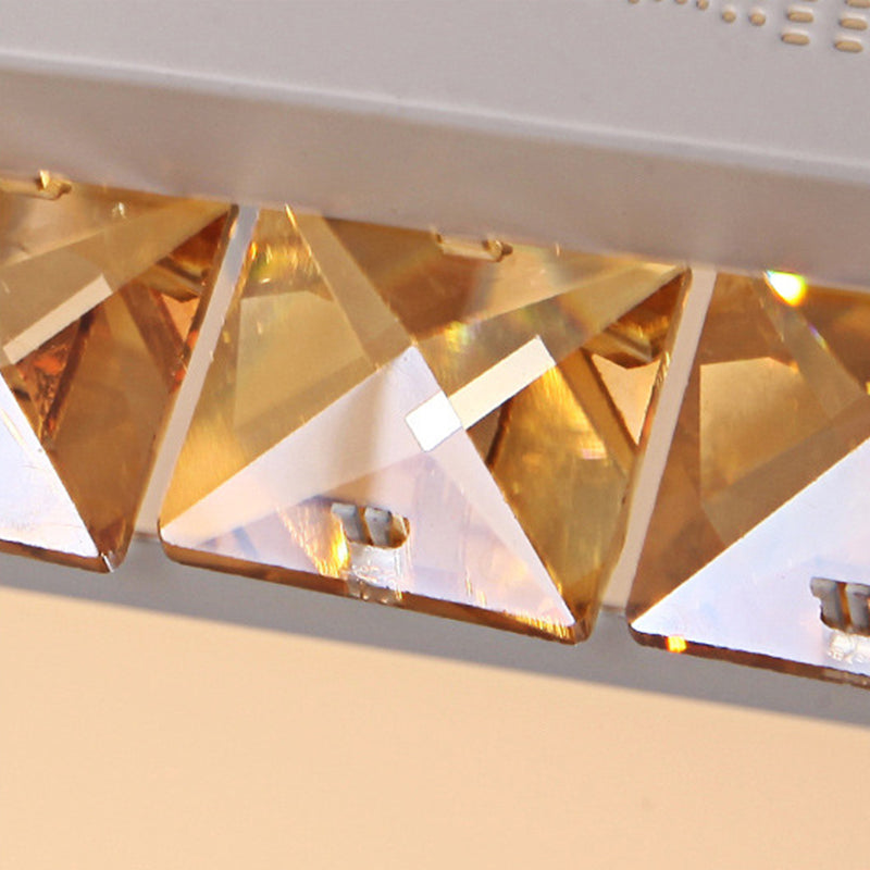 Modern K9 Crystal Led Ceiling Light - Flush Mount Acrylic Shade Remote Control Dimming