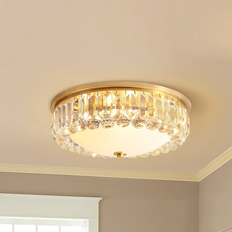 Led Modern Crystal Flush Mount Ceiling Light In Gold Ideal For Bedroom