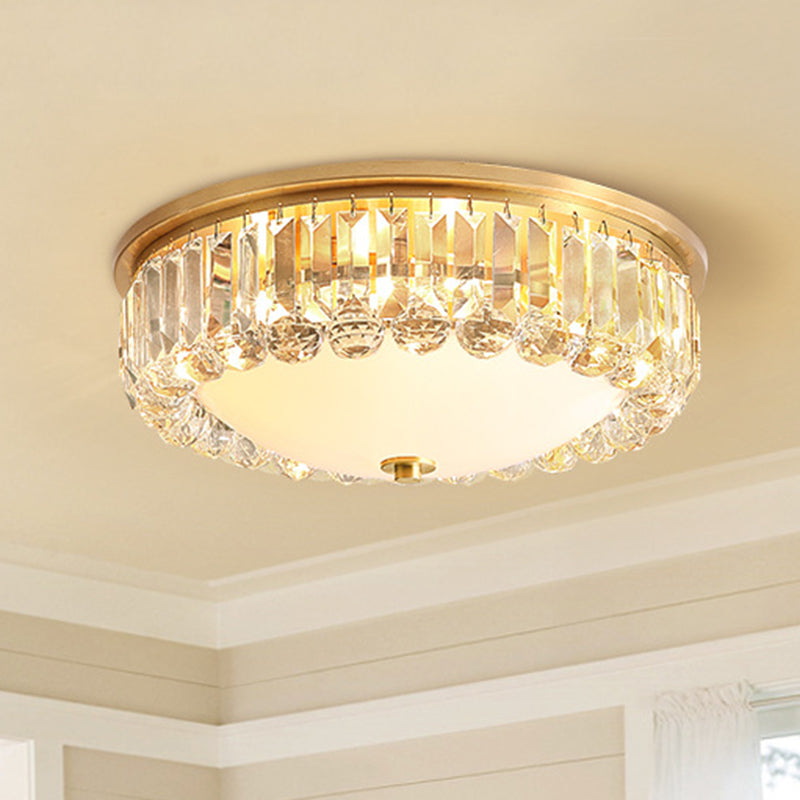 Led Modern Crystal Flush Mount Ceiling Light In Gold Ideal For Bedroom