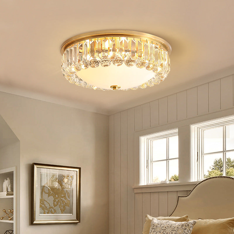 Led Modern Crystal Flush Mount Ceiling Light In Gold Ideal For Bedroom