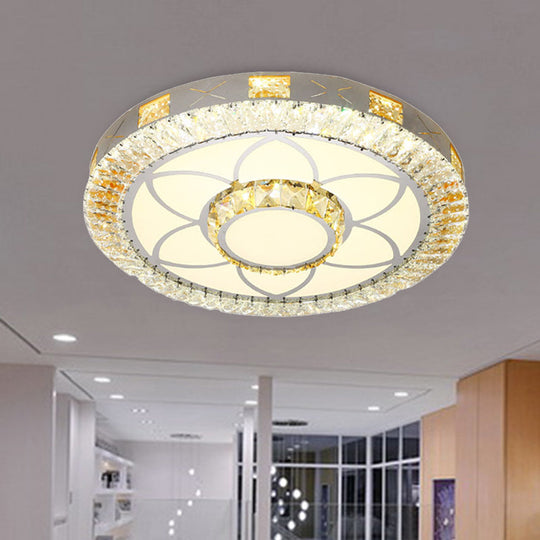 Modern Crystal Led Ceiling Light For Bedroom With White Flush Mount