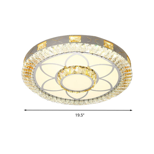Modern Crystal Led Ceiling Light For Bedroom With White Flush Mount