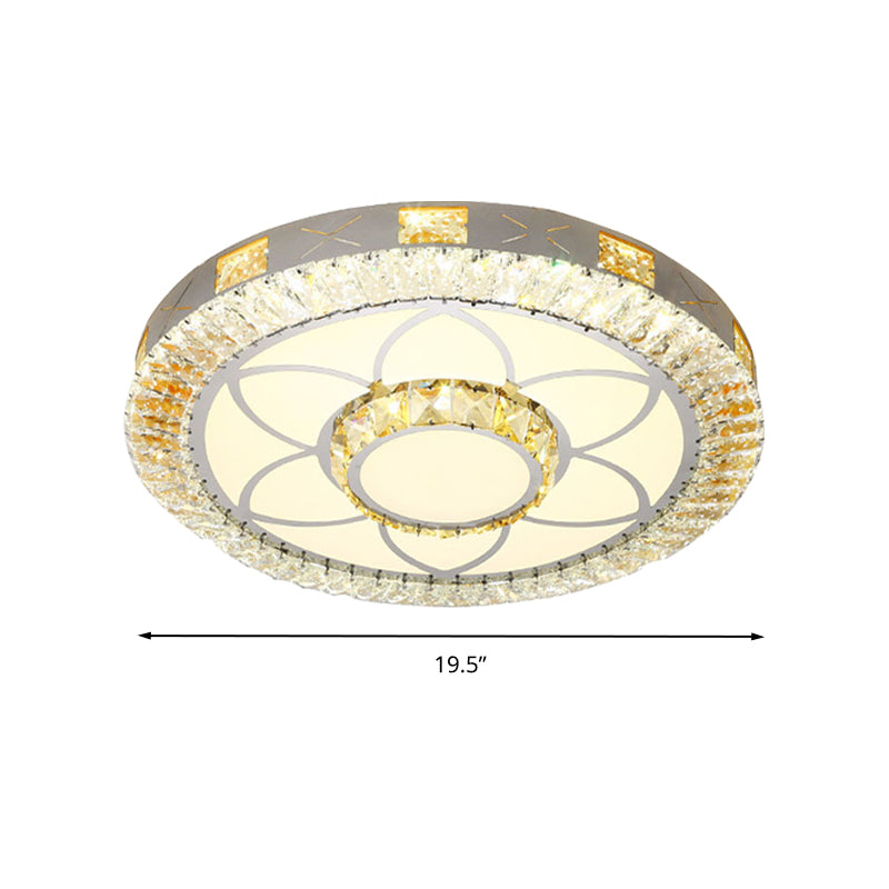 Modern Crystal Led Ceiling Light For Bedroom With White Flush Mount
