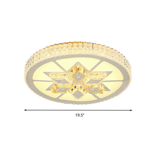 Simple White Led Crystal Flush Mount Lamp - Star/Flower Design | Close To Ceiling Light Fixture For