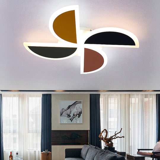 Nordic Windmill Acrylic Led Ceiling Lamp 19.5/23.5 Flush Mount Lighting - Green-Yellow-Pink