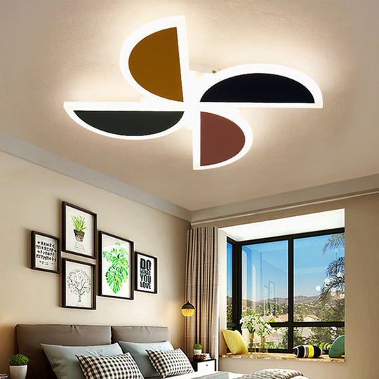 Nordic Windmill Acrylic Led Ceiling Lamp 19.5/23.5 Flush Mount Lighting - Green-Yellow-Pink