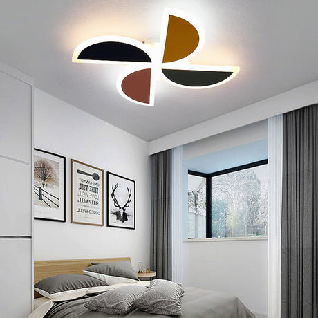 Nordic Windmill Acrylic Led Ceiling Lamp 19.5/23.5 Flush Mount Lighting - Green-Yellow-Pink