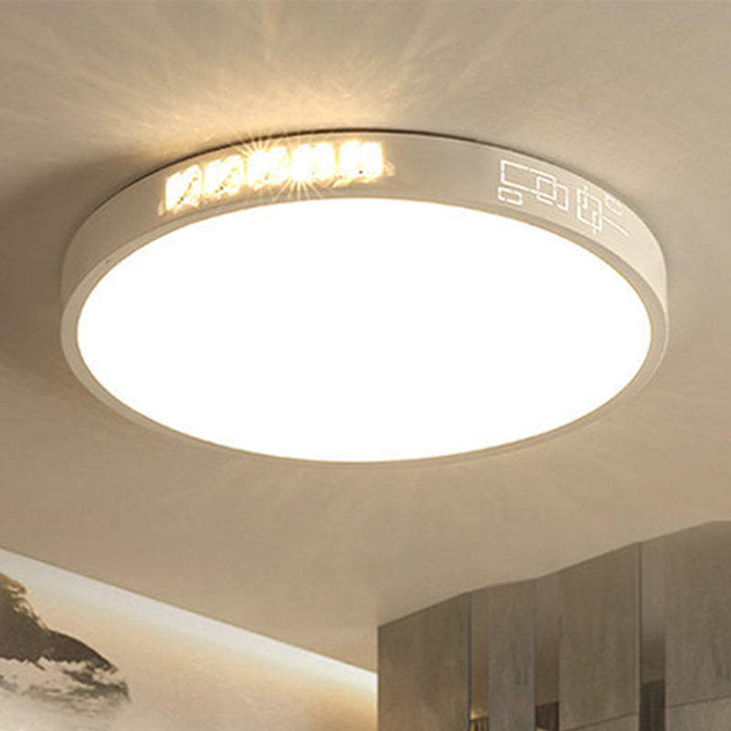 Flush Mounted Led Crystal Ceiling Light With Acrylic Shade - Rectangle/Round Options