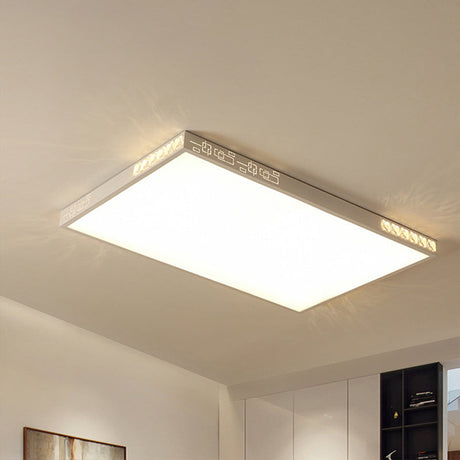 Flush Mounted Led Crystal Ceiling Light With Acrylic Shade - Rectangle/Round Options 16/19.5/23.5