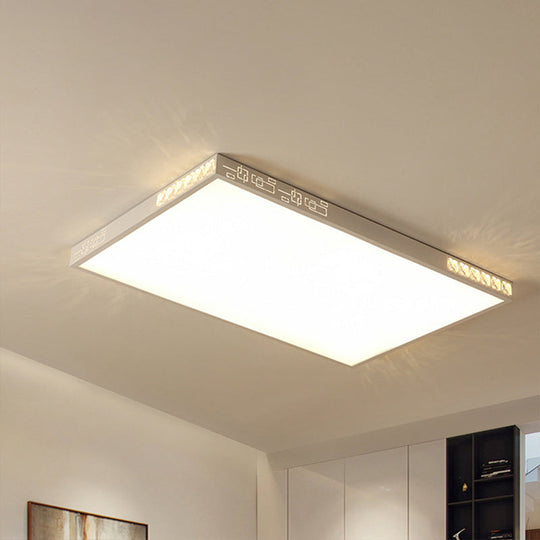 Flush Mounted Led Crystal Ceiling Light With Acrylic Shade - Rectangle/Round Options 16/19.5/23.5