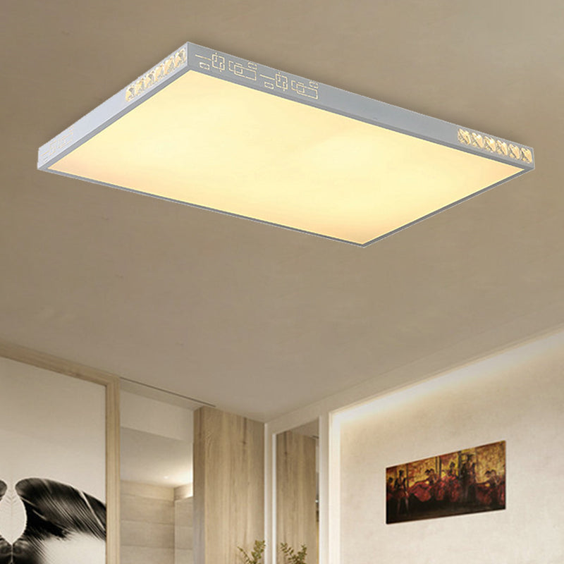 Flush Mounted Led Crystal Ceiling Light With Acrylic Shade - Rectangle/Round Options 16/19.5/23.5