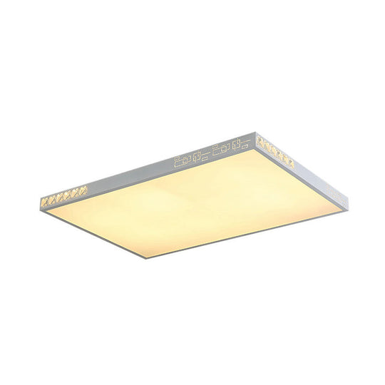 Flush Mounted Led Crystal Ceiling Light With Acrylic Shade - Rectangle/Round Options