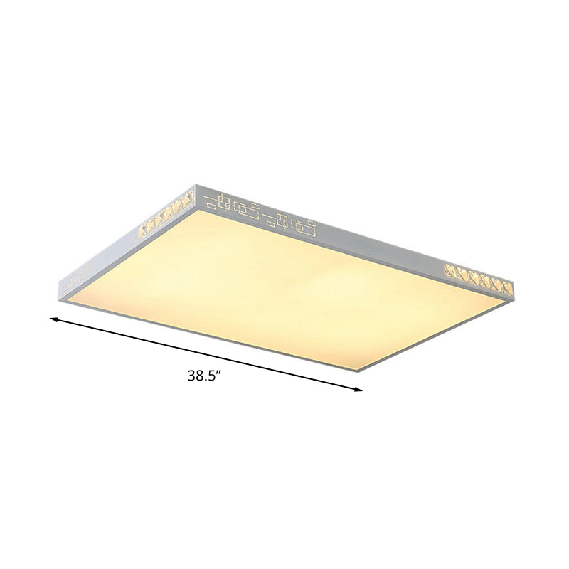 Flush Mounted Led Crystal Ceiling Light With Acrylic Shade - Rectangle/Round Options