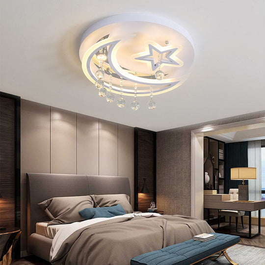 Modern Starry Led Ceiling Light In Warm/White For Bedroom - 16’/19.5’ Diameter