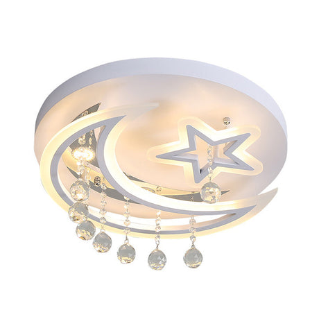 Modern Starry Led Ceiling Light In Warm/White For Bedroom- 16/19.5 Diameter
