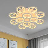 Sputnik Living Room Flush Mount Lamp - Simple Acrylic Light Fixture With Multiple Lighting Options