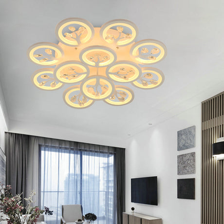 Sputnik Living Room Flush Mount Lamp - Simple Acrylic Light Fixture With Multiple Lighting Options