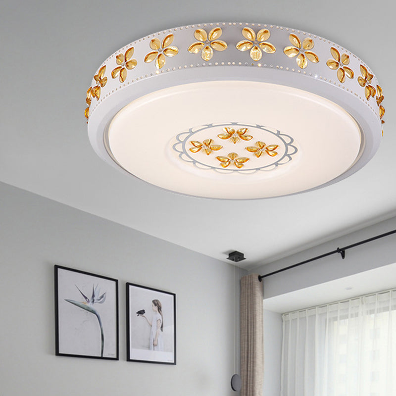 12’/16.5’/20.5’ White Flower Flush Mount Acrylic Led Living Room Light In White/3 Color