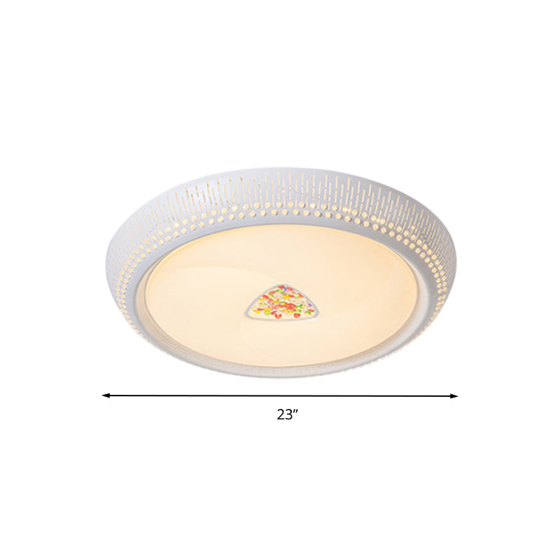 White Crystal Led Flush Mount Lamp - 23/31/36’ Round Bedroom Lighting Fixture 3 Color Light Options