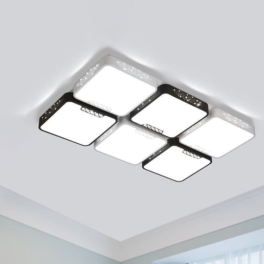 Modern Black And White Ceiling Light Fixture With Acrylic Shade - Choose Warm Or 3 Color 4/6 Lights