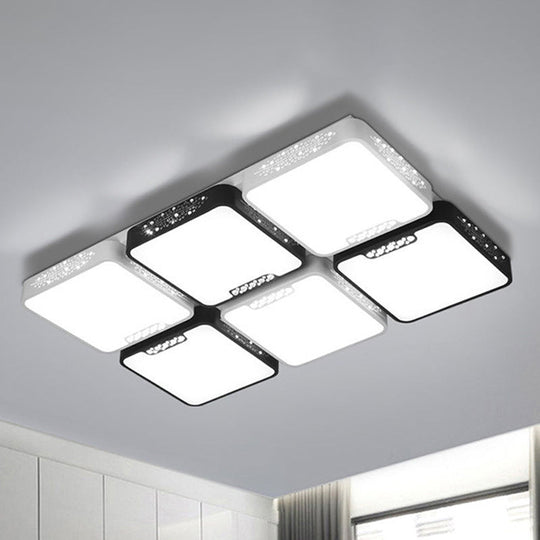 Modern Black And White Ceiling Light Fixture With Acrylic Shade - Choose Warm Or 3 Color 4/6 Lights